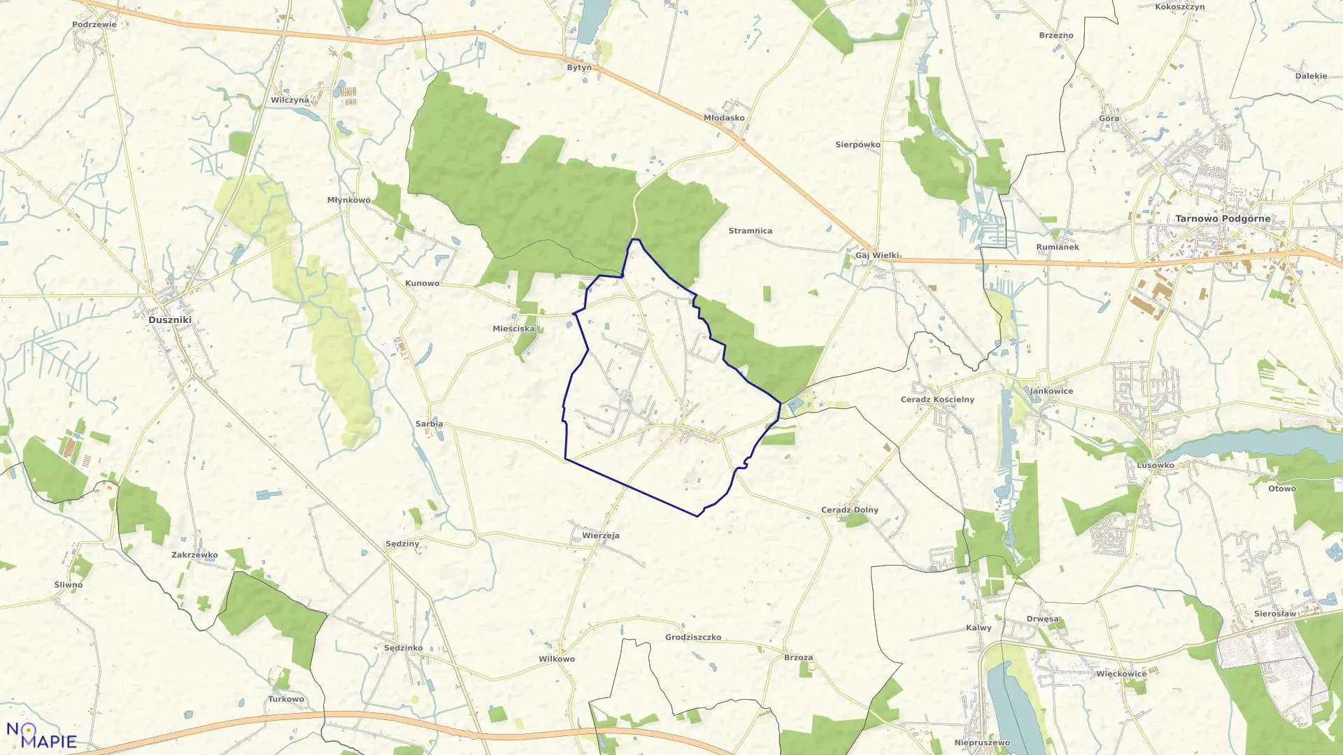 Mapa obrębu GRZEBIENISKO w gminie Duszniki