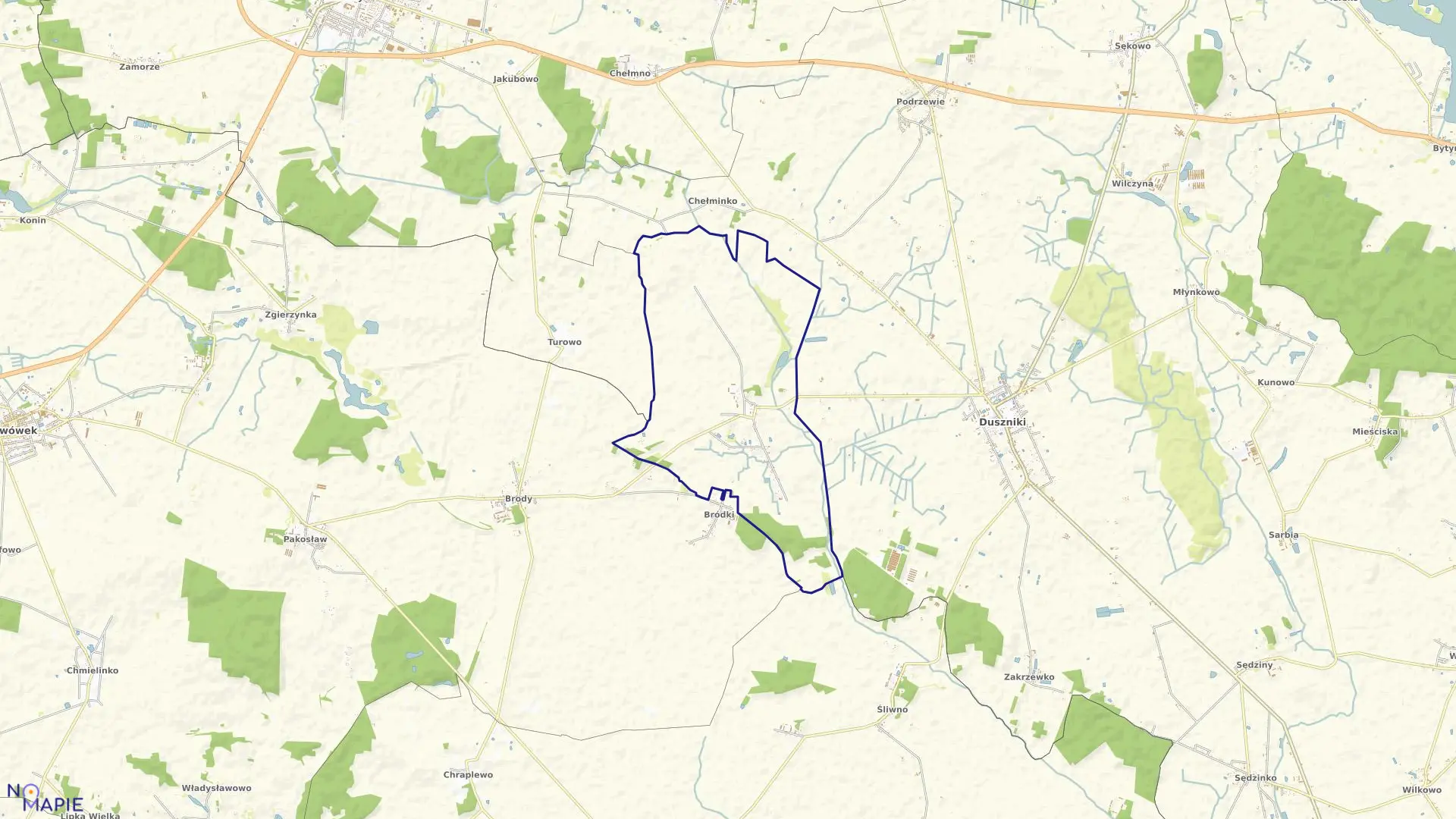 Mapa obrębu NIEWIERZ w gminie Duszniki