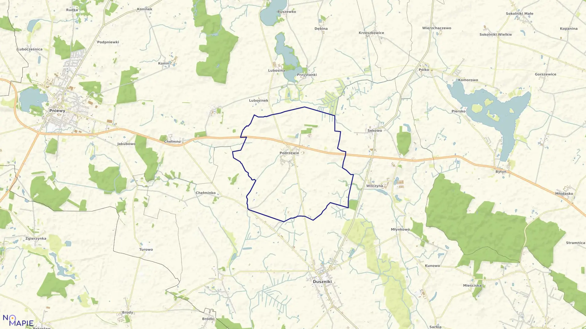 Mapa obrębu PODRZEWIE w gminie Duszniki